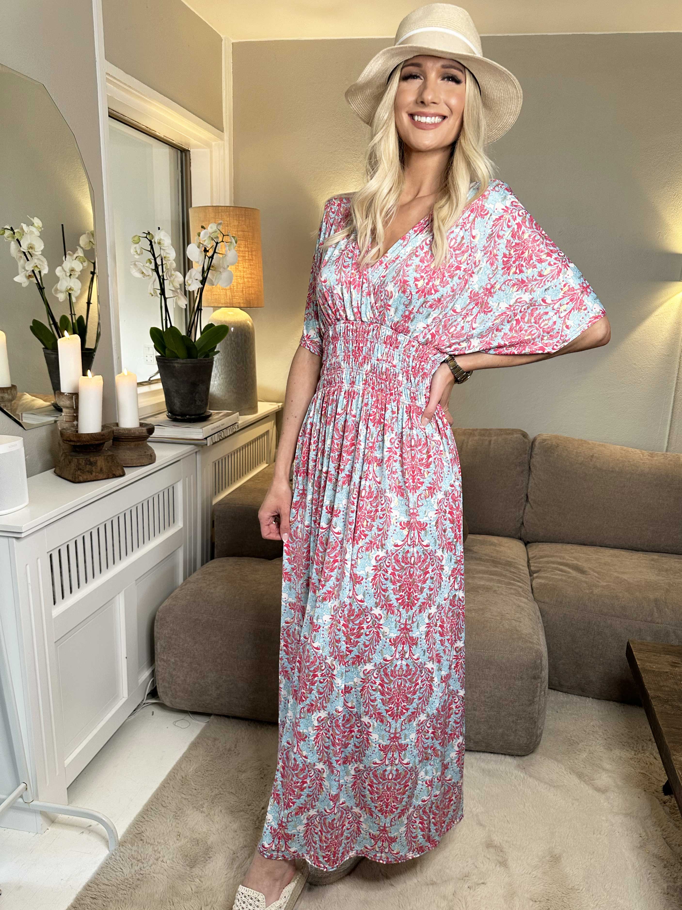 Pams Royal - Lang elastisk kjole i krølfrit stof